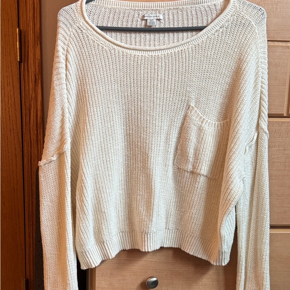 American Eagle Outfitters Cream Knit Sweater